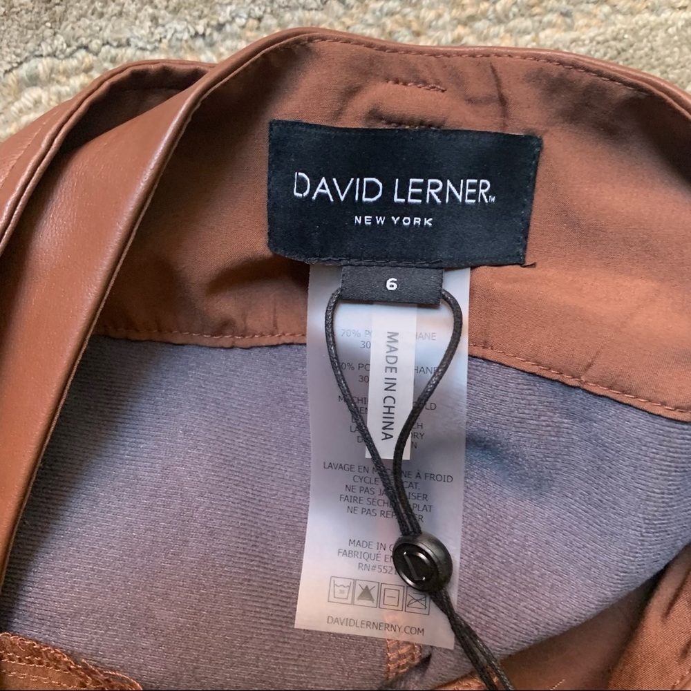 DAVID LERNER - Lexi pleated leather shorts in Cognac, 6 - Picture 4 of 7